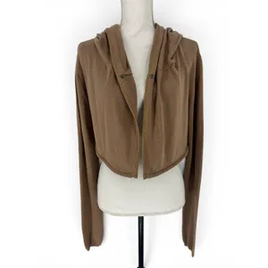 Elaine Kim Convertible Hooded Cardigan Sweater Zip Hem Cotton‎ Size P thumbnail 13