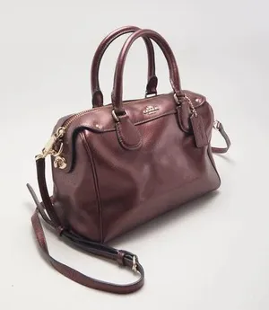 Coach Mini Bennett Satchel Crossgrain Leather Metallic Cherry Crossbody thumbnail 1