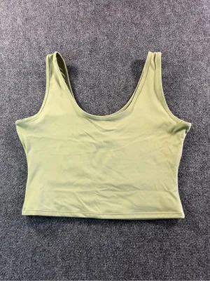 Klassy Network cropped scoop neck tank top sage green color Size XXL Athleisure thumbnail 2