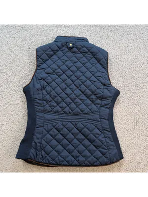 C’Est Toi Women’s Medium Navy Quilted Sherpa Lined Vest Gold Zip Equestrian thumbnail 2