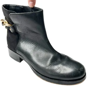 Sam Edelman Chester Bootie Black Leather Suede Ankle Chelsea Boots Sz 8M thumbnail 1