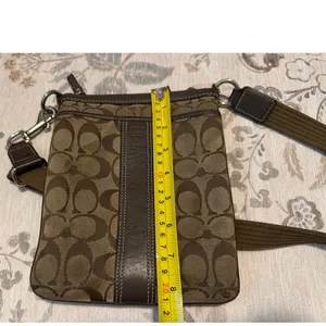 Vintage Coach Signature Stripe Crossbody Bag Brown Canvas Swingpack thumbnail 8