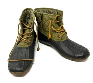 Sperry size 10 women's quilted duck boots waterproof rubber boot‎ green black thumbnail 1