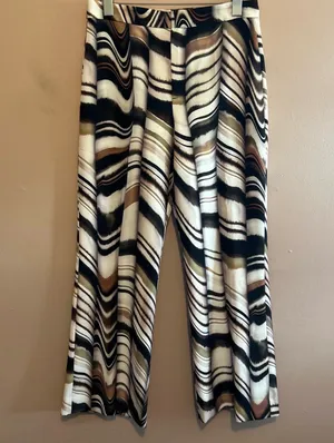 Zara Marble Printed Flare Trouser Pants Women’s Size Medium thumbnail 2