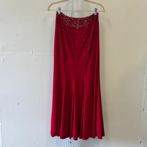 Alyce Paris Red Beaded 2-Piece Prom Dress Set Mermaid Gown Size 4 Formal Event thumbnail 2