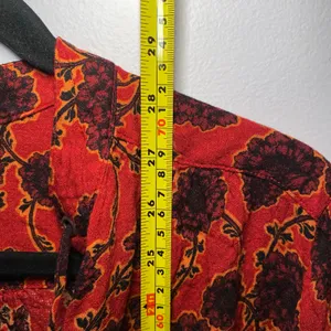 Free People Women's size XS Mia Tunic Red Floral V-neck Blouse Boho Pirate Top thumbnail 9