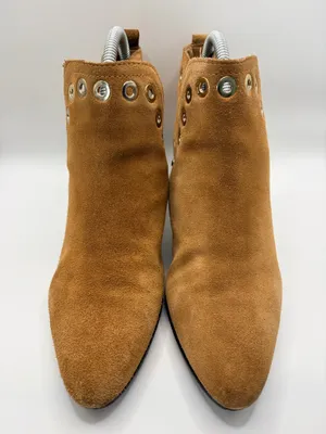 Sam Edelman Tan Suede Ankle Boots Sz 7 Western Boho Studded Grommet Cowgirl thumbnail 3