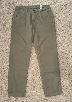 Zara Women’s Cotton Khaki Chino Pants Size 31 | Olive Green Ankle Length thumbnail 1