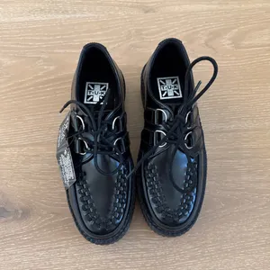 TUK Viva Mondo Leather Creeper Shoes Size US W 6 Black thumbnail 4