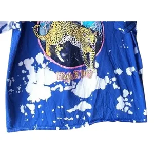Def Leppard Vintage Style High N Dry Tie Dye Tiger Graphic Unisex T Shirt M Blue thumbnail 4