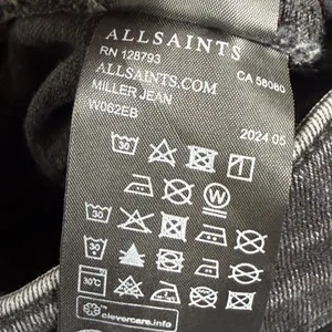 AllSaints Miller Jean W26 Washed Black Skinny Denim Mid Rise W062EB thumbnail 9