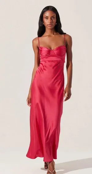 ASTR The Label Florianne Satin Maxi Dress XS thumbnail 1
