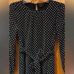 Ann Taylor‎ Clip Belted Mock Neck Shift Dress Night Sky Navy Blue Size 2 Petite thumbnail 6