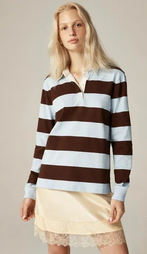 J.Crew Premium Weight Classic Rugby Shirt Press Sea Size Medium thumbnail 1