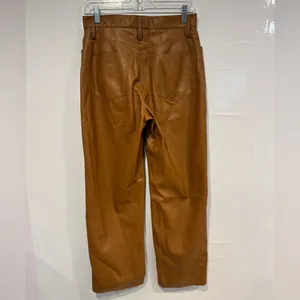 Madewell‎ the perfect vintage wide leg jean in a caramel pleather thumbnail 4