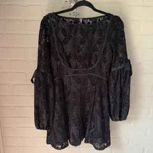 Free People dress Ruby Lace embossed black velvet no slip liner xs thumbnail 2