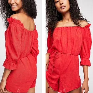 FREE PEOPLE Intimately Get Your Romper On Romper in red thumbnail 2