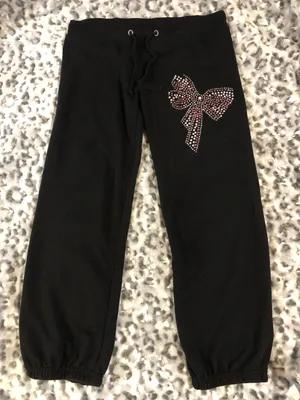 Rue 21 Black Sweatpants With Bedazzled Bow thumbnail 1