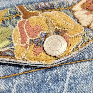 Vintage Faded Glory Jeans Womens 12 Light Wash Blue Floral Flap Pockets Wide Leg thumbnail 7