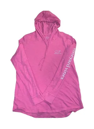Vineyard Vines LIGHTWEIGHT Shirt Women's Pink Hoodie Tee Top Whale Sz M Coastal thumbnail 1