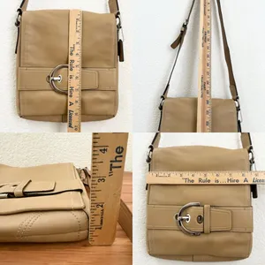 Vintage COACH 8A07 Soho Flap Butter Beige Soft Leather Messenger Shoulder Bag thumbnail 13