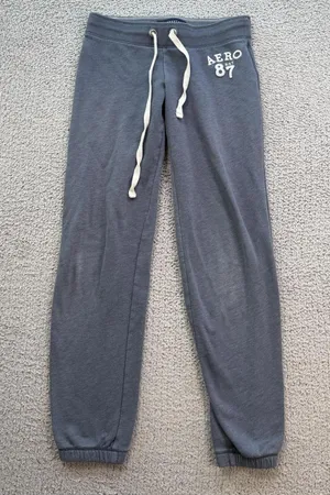 Aeropostale Aero 87 Gray Jogger Sweatpants Womens XS Fleece Drawstring Lounge thumbnail 1