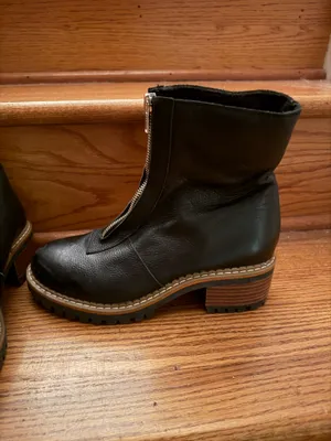 Black Front Zip Booties Size 8 thumbnail 2