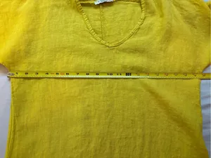 Francesca Bettini Italy 100% Linen Yellow Lagenlook Midi Dress S thumbnail 6