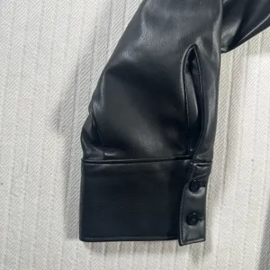 Abercrombie & Fitch Oversized Black Vegan Faux Leather Shirt Jacket Womens Large thumbnail 10