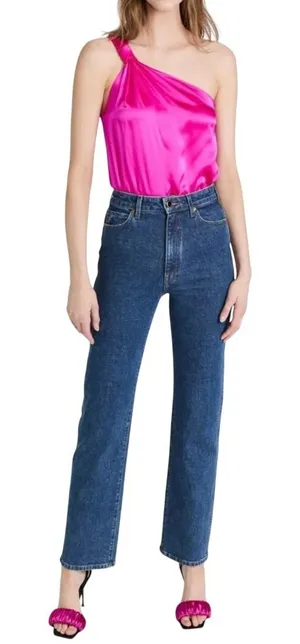 NEW Amanda Uprichard Women 100% Silk Top Small Pink One Shoulder Club Party thumbnail 1