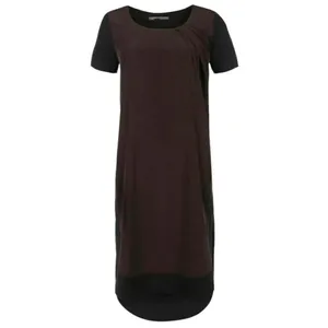 AllSaints Dress Women 4 Brown Black Silky‎ Lacyn Colorblock Panel Mini Shift thumbnail 2