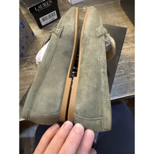 Lauren Ralph Lauren Averi Suede Slip On Loafers Size 5 Classic‎ Olive Monogram thumbnail 5