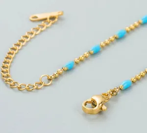 Blue Gold Beaded Necklace thumbnail 3