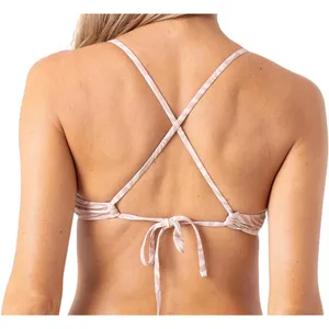 Roxy Womens Bikini Top Camel Ivory Tropical Zebra UPF 50 Quick-Dry Medium NWT thumbnail 2