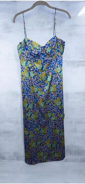 ASTR The Label Blue Floral Bustier Maxi Dress XL thumbnail 1