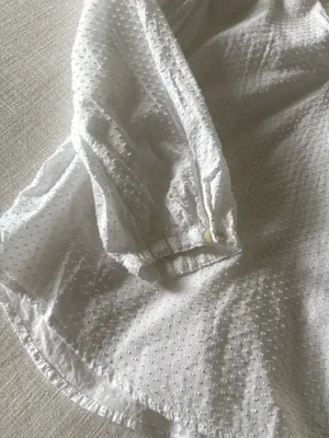 J. Crew White Clip Dot Ruffle Trim Popover Blouse - Small thumbnail 4