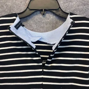ENGLISH FACTORY Top Women's Small Black White Striped Ruffled‎ Trim Long Sleeve thumbnail 12
