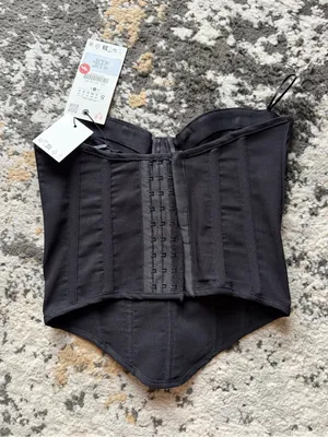 Zara Black Strapless Corset Bodysuit Top thumbnail 5