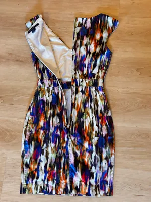 French Connection Record Ripple Sheath Dress - Multicolor Abstract Streak Print - Size 4 thumbnail 8
