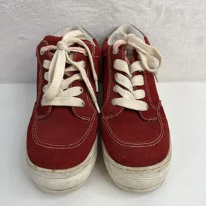 Y2K Candie’s 6 Red Platform Chunky Heel Sneakers Shoes Suede Grunge Punk‎ Retro thumbnail 5