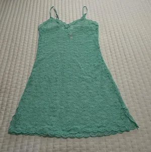 Victoria’s Secret Lace Sheer Lingerie Slip Dress Sz M Medium Teal Green thumbnail 1