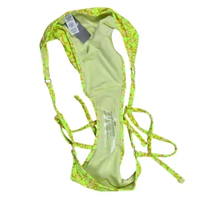 Aerie String Cheeky Swim Bottoms Neon Floral Print Tie Side‎ Bikini Size L thumbnail 3