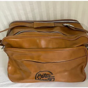 Vintage Peter Hantz Caramel Brown Faux Leather Travel Bag Shoulder Duffle thumbnail 3