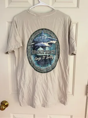 Comfort Colors Orange Beach 'Keep It Salty' Shark Graphic Tee thumbnail 1