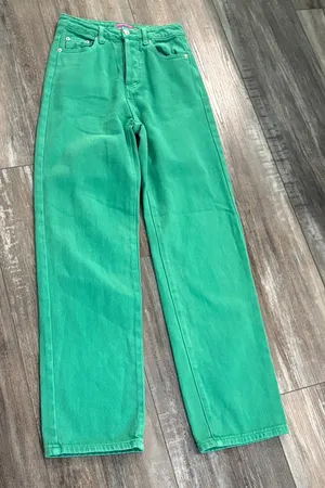Edikted Green Button Fly Jeans XS thumbnail 1