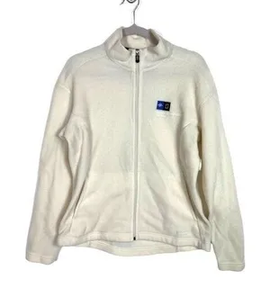 Patagonia Synchilla Womens‎ Fleece Jacket Cream National Geographic Logo Size L thumbnail 1