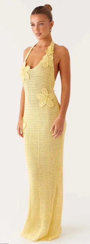 Peppermayo Crochet Maxi Dress Yellow thumbnail 1