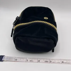 Lululemon Black Velour Nano Backpack Bag Charm with Golden accents thumbnail 10