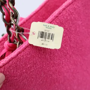 Bath & Body Works Goldie Pink Boucle Tote Bag Limited Edition Chain Strap Bow thumbnail 4