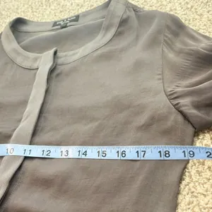 Rag & Bone Silk Sheer Hi Low Blouse Taupe Long Sleeve‎ Top S Minimalist Designer thumbnail 10
